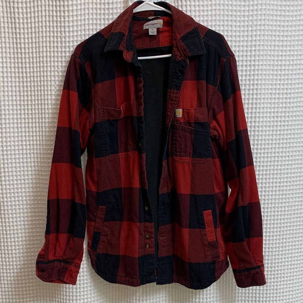 Carhartt Men’s Plaid Fleece Lined Shirt Relaxed Fit